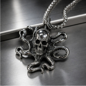 Yunnique – pendentif en acier inoxydable en forme de pieuvre, collier unisexe, style punk de rue, bijoux rétro à la mode Hip Hop - Product Image 4