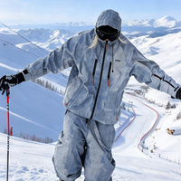 Traje de Nieve para Adultos, Tallas Grandes, Estampado, para Invierno, Conjunto de Esquí Individual/Doble, con Cierre, 100% Poliéster, Resistente al Viento e Impermeable, para Hombre, Venta al Por Mayor