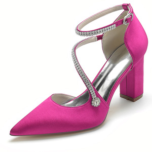 Zapatos de Tacón Grueso de Lujo, Stilettos Sexys para Mujer, Tacones Blancos de Novia para Boda - Product Image 4