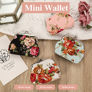 Ví nữ nhỏ xinh họa tiết hoa dễ thương chất liệu canvas có khóa cài chống trộm, lớp lót polyester, họa tiết hoạt hình hoa hồng - Product Image 5