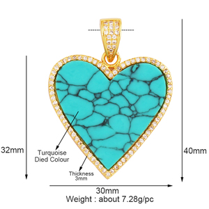 Ciondolo Elegante a Forma di Cuore Rotondo in Madreperla Naturale, Agata e Malachite, Accessorio per Collane Fai-da-Te M30 - Product Image 6