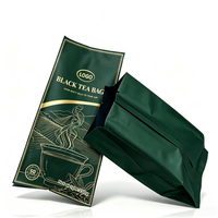 Sachet d'emballage de thé OEM en feuille d'or mat avec soufflet latéral, largeur 8-13 cm, pochette scellée au dos en aluminium haute barrière pour thé et café, personnalisable