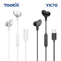 Promo Panas YooKiE YK70 Earphone Kabel Type-C dengan Mic Stereo HD Tahan Air IPX-4 Kabel 1.2M Plastik ABS Hitam