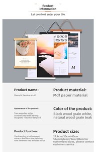 Cadre <span class=keywords><strong>photo</strong></span> rectangulaire magnétique en bois massif fait main avec pinces de suspension – Options de couleurs noir, blanc, teck - Product Image 6