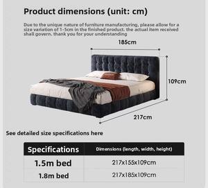 Cama Moderna y Sencilla de Chenilla con Respaldo Alto, Acolchado Suave, Estructura de Madera de Pino, Tamaño Doble, para Dormitorio Moderno, Decoración del Hogar - Product Image 6