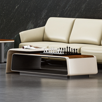 Ensemble de tables de réception de bureau modernes et luxueuses en MDF, cuir et bois, avec table à thé et table basse en marbre