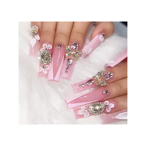Wholesale Long Wear Nail Art Tip Decoration Halo Gradient Electroplated Stickers Finished Nail Patch Nail Tips