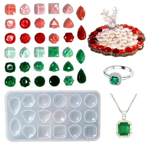 宝石贴片树脂模具DIY立方体戒指项链手链美甲水晶环氧树脂爱心造型硅胶模具珠宝制作