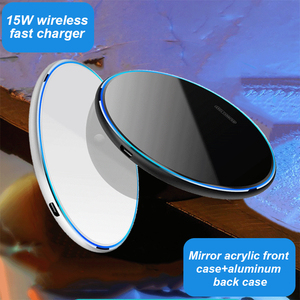 Nhôm + Gương Acrylic 15W Sạc Không Dây Di Động LED Ánh Sáng Nhanh Chóng Sạc Loại C Đầu Vào Bộ Sạc Điện Thoại Không Dây - Product Image 2