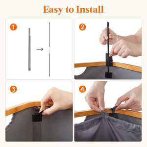 ढक्कन के साथ बड़े Foldable 100l कपड़े धोने की टोकरी कपड़े के साथ कपड़े धोने के लिए बाधित बांस संभालती है और एक हटाने योग्य कपड़े धोने बैग - Product Image 4