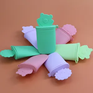 BPA bebas mudah dilepas hewan es loli silikon es krim cetakan es loli untuk bayi dan anak-anak