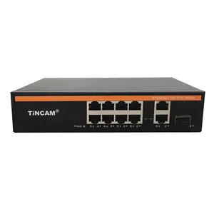 TINCAM Outdoor POE Switch 100M 8RJ45 And 1000M 2RJ45 Uplink And 1 SFP For CCTV System POE Access Switch For IP Camera