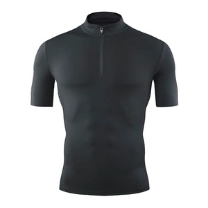 Tùy Chỉnh Người Đàn Ông Của Nén Nửa Zip Mock Cổ Nhanh Chóng Khô Độ Ẩm Wicking Thể Thao Phòng Tập Thể Dục Đào Tạo Chạy Top - Product Image 1