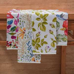 Custom Digitaal Bedrukt 100% Katoenen Linnen Meelzak Keukendoek Met Kwastje Of Pompon Theedoek - Product Image 1