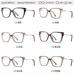 Monture de lunettes anti-lumière bleue TR87181 TR90 œil de chat 53-18-137 unisexe, lunettes de lecture au design tendance - Product Image 5
