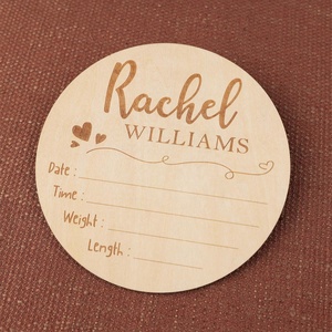 Segno di annuncio di nascita in stile rustico per ospedale personalizzato inciso al Laser in legno nome del <span class=keywords><strong>bambino</strong></span> e segno del neonato - Product Image 4