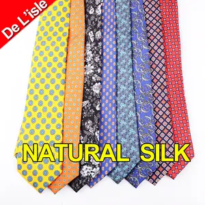 2024 Fashion Design Luxury Men's 100% Silk Necktie Printed Patterned Silk Business Neck Ties With Custom Logo