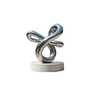 Statue de jardin extérieure moderne de luxe, sculpture abstraite en acier inoxydable poli, grand nœud en métal finition peinte résistante aux intempéries - Product Image 1