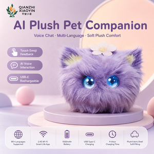 Gatto Elettronico AI Viola Interattivo con Tripla Personalità, Sensore Tattile per Previsioni del Futuro, Clonazione Vocale in Oltre 80 Lingue e Memoria a Lungo Termine - Product Image 1