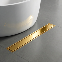 Desagüe Lineal Comercial Invisible de Acero Inoxidable Dorado Cepillado para Ducha y Baño 2 en 1 con Inserción de Azulejo, Antiolor, Tamaño Personalizado