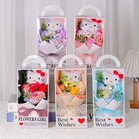 Kawaii Seifenblumenstrauß Hello Kitty Plüschpuppe Künstliche Rosen Blumen-Geschenk für Mädchen Kinder Geburtstag