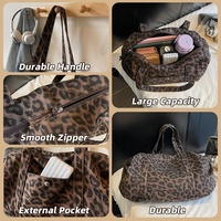 Bolso de Mano y Hombro con Estampado de Leopardo, Cierre Magnético y Cremallera Suave, para Compras, Viajes, Deportes, Yoga