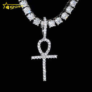 랩 다이아몬드 쥬얼리 크로스 매력 10K 솔리드 골드 고급 보석 랩 그로운 다이아몬드 크로스 펜던트 - Product Image 5