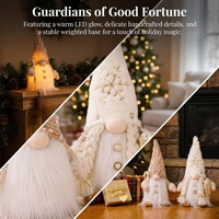 Nouvelle Arrivée de Noël : Ornement de Fenêtre Rudolph, Poupée Sans Visage en Peluche à Paillettes avec Lumière Scintillante