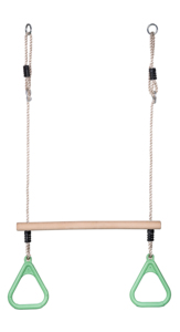 Offre Spéciale : Barre de <span class=keywords><strong>Trapeze</strong></span> en <span class=keywords><strong>Bois</strong></span> pour Enfants avec Anneaux en Plastique – Accessoires de Gymnastique pour Aire de Jeu Extérieure - Product Image 4