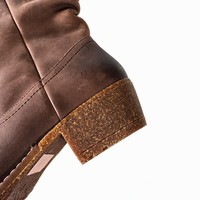 Bottes de cowboy western marron pour femme en cuir véritable, mi-mollet, bout rond, à enfiler, brodées, style rétro country