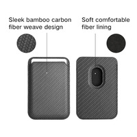 2025 desain baru sarung dompet kartu serat karbon bambu PU kuat tempat kartu magnetik ganda untuk iPhone 17 16 15 Pro Max