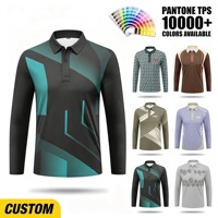 Polo à manches longues pour homme, style décontracté chic, motif géométrique turquoise, sublimation personnalisée, impression intégrale pour vêtements de sport