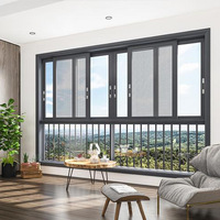 Ventana Corredera de Aluminio con Rotura de Puente Térmico, Impermeable, con Mosquitera Integrada de Alta Densidad, para Seguridad en Villas y Apartamentos