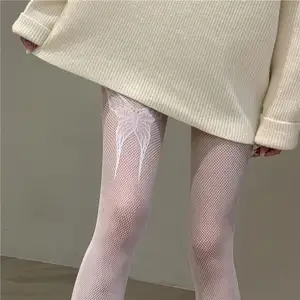 Rede de pesca meias picantes para meninas, meias sensuais de tipo jacquard com padrão de borboleta, rede feminina personalizada