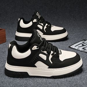 New Men's Breathable Arch <b>Support</b> Black White Patterned Sneakers for Casual Sporty Wear Trendy Fashion - Product Image 1