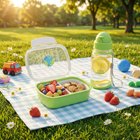 Ensemble de boîtes à lunch pour enfants pour la rentrée scolaire, boîte à lunch en plastique sans BPA avec gourde à paille, bento mignon anti-fuite pour les tout-petits à l'école