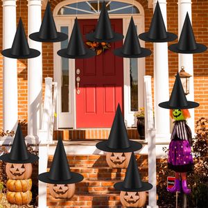 Chapeau de sorcier d'Halloween, 12 pièces, chapeau de sorcière pointu noir avec ligne de pêche pour décoration de fête - Product Image 2