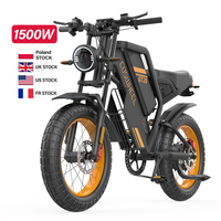 Bicicleta Eléctrica Híbrida Coswheel de 1500W con Batería de 15ah/20ah/25ah, Color Negro
