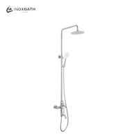 Colonne de douche murale en acier inoxydable SUS304 à poignée unique, barre coulissante, jet de massage, pluie, hôtel, appartement, salles de bain