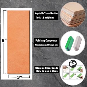 Cordão de afiar faca com composto de polimento <span class=keywords><strong>3</strong></span> polegadas por 8 polegadas cordão de couro dupla face - Product Image 2