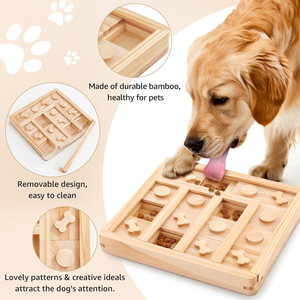 Pequenos e Grandes Cães IQ Training Interactive Puzzle Brinquedos Wooden Bone Pattern Food <span class=keywords><strong>Bowl</strong></span> Alimentador Lento para Treinamento Canino - Product Image 3