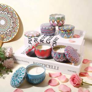 Paquete de 9 Velas Aromáticas de Cera de Soya con Diseño Floral, Hechas a Mano, Elegantes, 20 Horas de Duración, en Caja de Regalo, Mini Velas en Lata para Aliviar el Estrés y Aromatizar el Hogar - Product Image 4