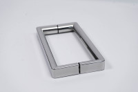 Poignée de porte de douche en acier inoxydable poli 304, poignée rectangulaire en verre double face pour salle de bain sans cadre