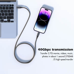 Justlink 40Gbps 240W Câble USB4 Charge rapide Câble Usb C vers Usb C Prise en charge double 8K 60Hz Compatible avec le câble <span class=keywords><strong>Thunderbolt</strong></span> <span class=keywords><strong>3</strong></span> - Product Image 3
