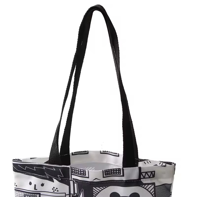 Wholesale standard size sublimation fashion women polyester canvas tote beach bag