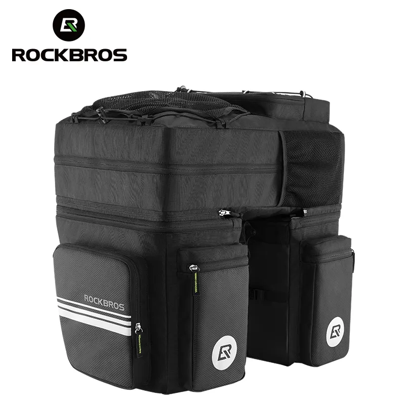 ROCKBROS A8BK 3 en 1 vélo de montagne Double sac de coffre arrière sac de selle 48L grande capacité vélo arrière supports sac à main