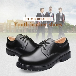 Zapatos <span class=keywords><strong>Oxford</strong></span> de Vestir de Cuero Negro Británico para Adolescentes, Diseño Cómodo, Suelas Suaves, Transpirables, para Niños de Secundaria - Product Image 3