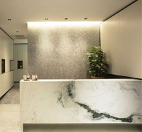 Comptoir de réception d'hôtel de luxe en marbre au design moderne à prix abordable, taille standard, comptoir de caisse exécutif en surface solide, garantie 10 ans