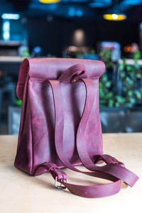 Handmade Leather Backpack For <b>Ladies</b> Medium Purple Camera Rucksack <b>Laptop</b> <b>Bag</b> OSP-0047 - Product Image 2