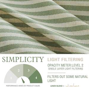 Linen <strong>Curtains</strong> Living Room Sage Green Striped <strong>Curtains</strong> Bedroom <strong>Ticking</strong> <strong>Stripe</strong> Pattern Light Filtering Pinstripe Window - Product Image 4